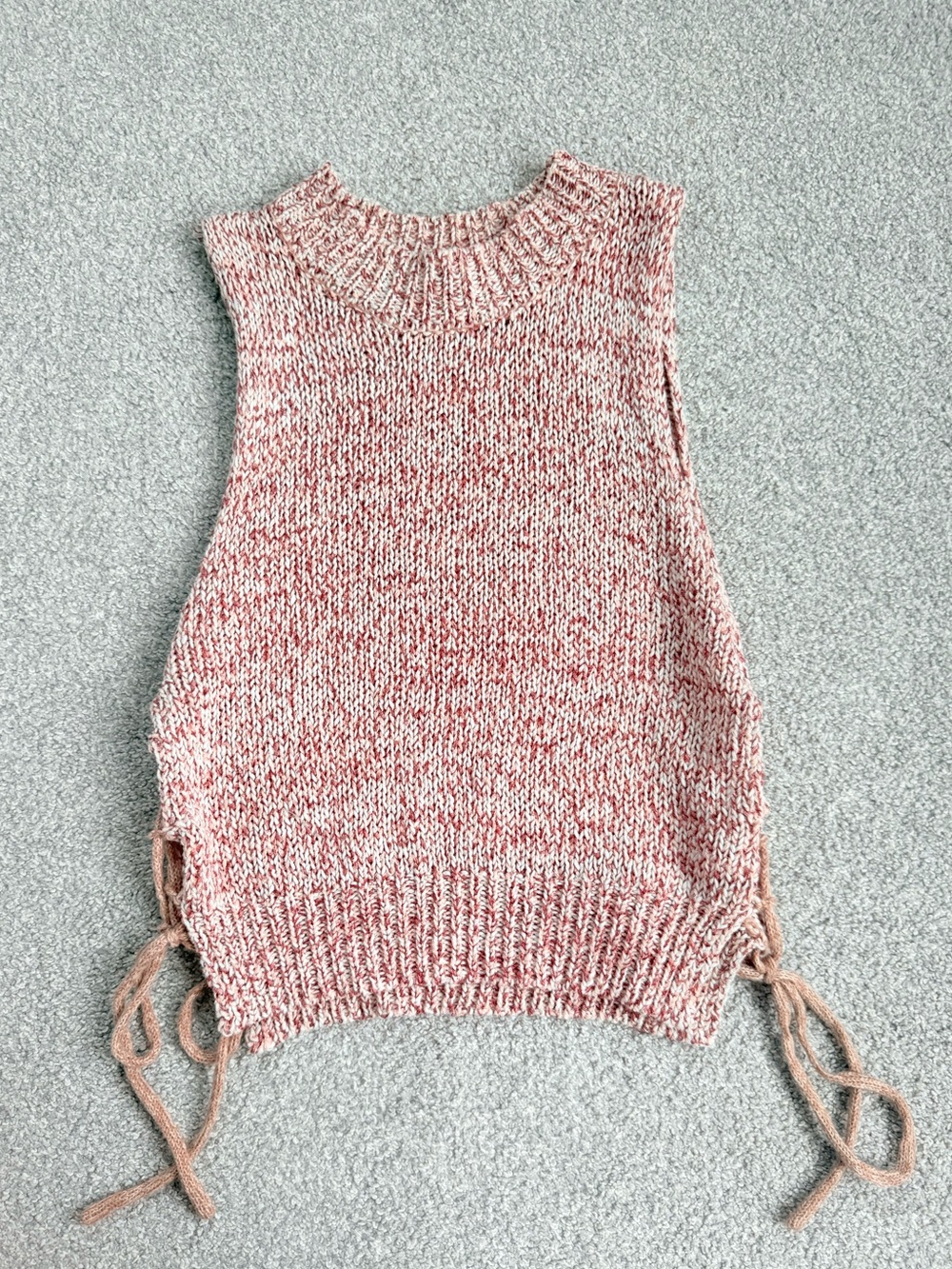 Knit Side-Tie Sweater Vest in Heathered Peach